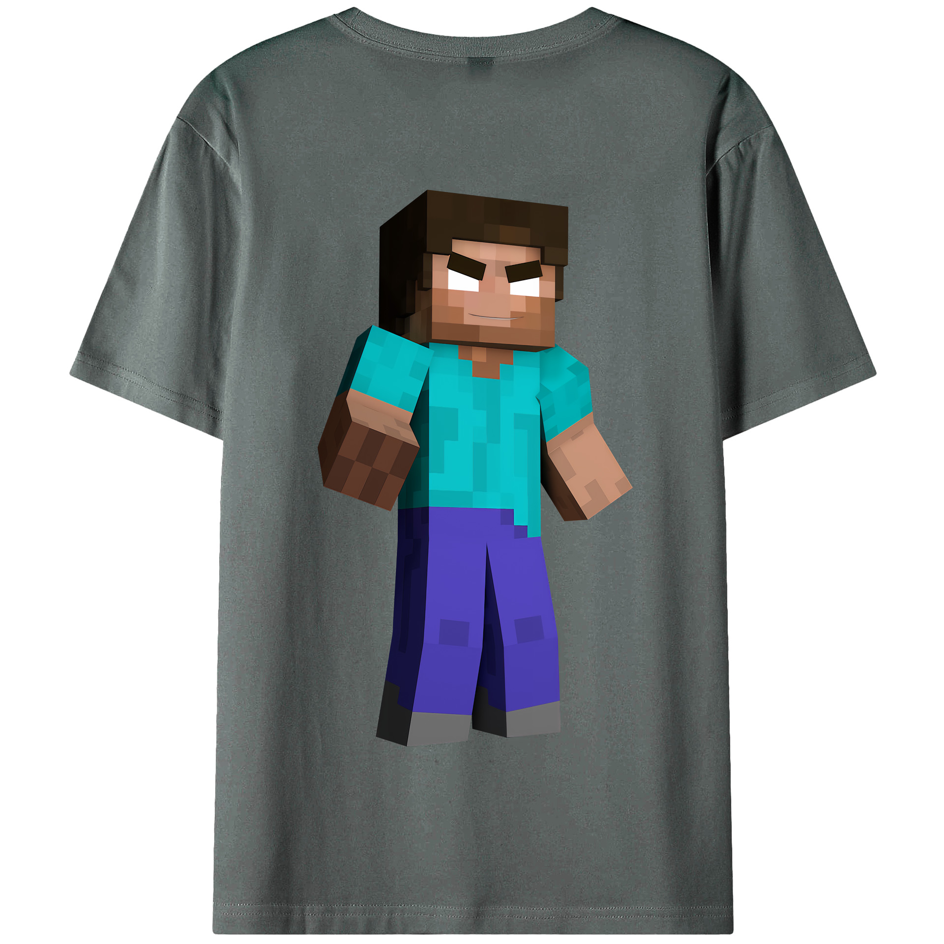 （画像用） マインクラフト ブロックの世界 Minecraft MC Block world 綿100％半袖Tシャツ（背面プリント）